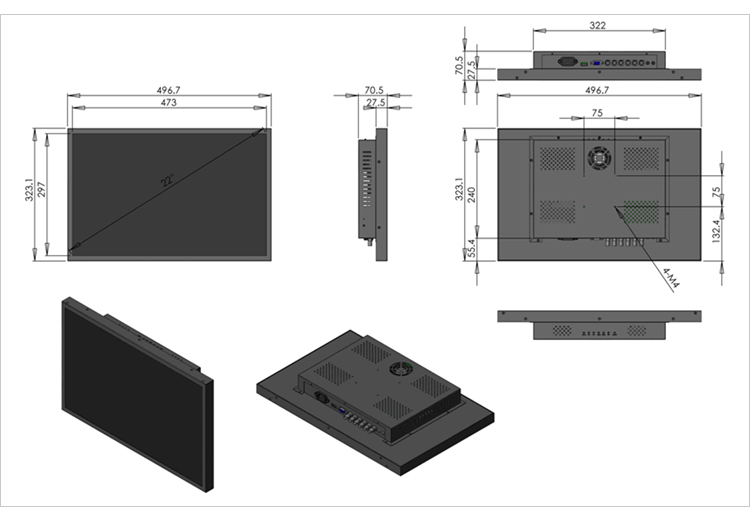 22寸液晶監視器尺寸圖